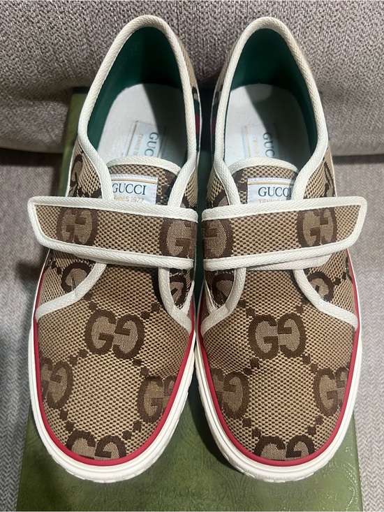 Gucci Other - Gucci MEN Brown GG Canvas Velcro Sneakers w/ Red Trim. Size- SEE DESCRIPTION ❤️